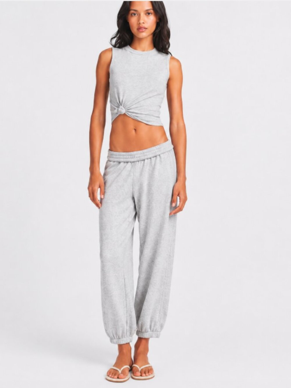 NEW SKIMS Cotton Fleece Low Rise Capri Jogger Light Heather Gray 4X NWT Plus